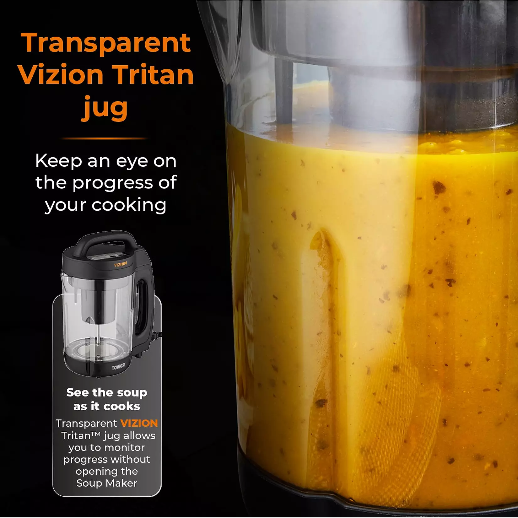 Buy Alann Trading Limited,Tower T12067 1000W Vizion 1.6L Soup Maker – Transparent Body - Gadcet UK | UK | London | Scotland | Wales| Near Me | Cheap | Pay In 3 | Food Cookers & Steamers